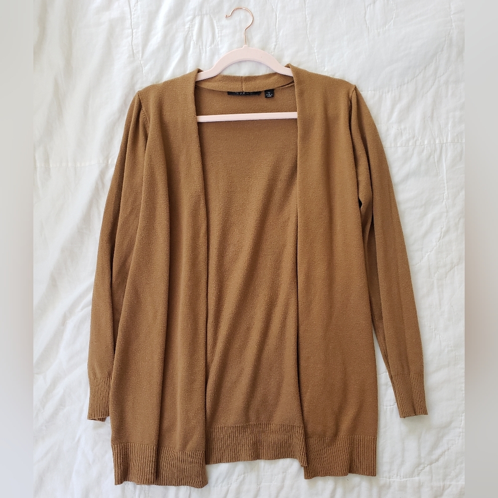 Cyrus Tan Spring Knit Open Front Cardigan, Preppy Academia Classic Layering Boho